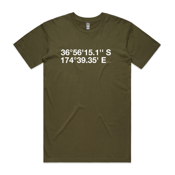 Titirangi - DMS Coordinates - Mens Tee | White Print Thumbnail