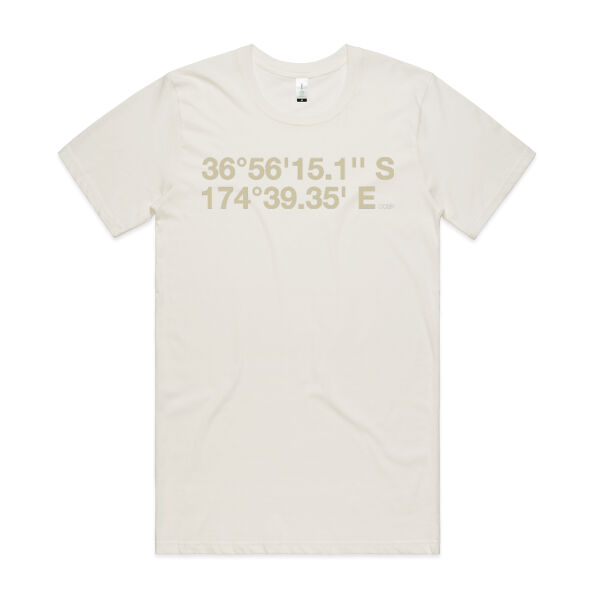 Titirangi - DMS Coordinates | UNISEX Organic Tee | Light-Green Print Thumbnail