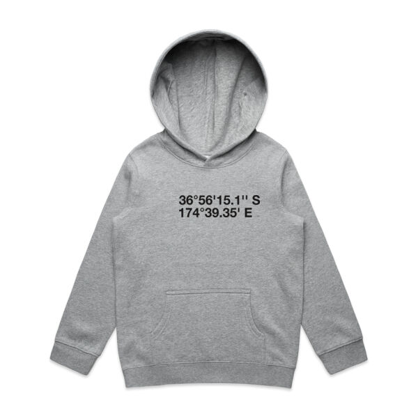 Titirangi DMS Coordinates Hoodie | Youth | Black Print Thumbnail