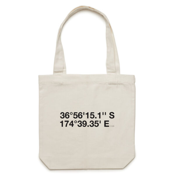 Titirangi DMS Coordinates | Tote Bag | Black Print Thumbnail