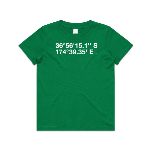 Titirangi DMS Coodinates | Kids Tee | White Print Thumbnail